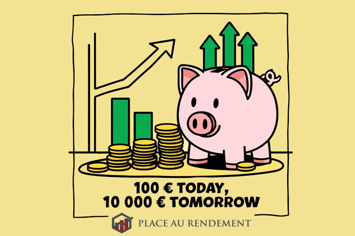 Graphique illustrant comment investir avec 100 € par mois en bourse et optimiser son épargne sur le long terme